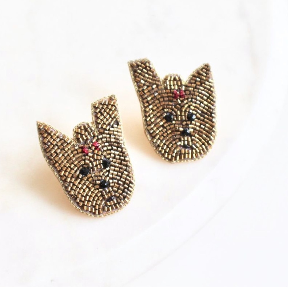 Cute Beaded Dog Yorkie Earrings (J14)